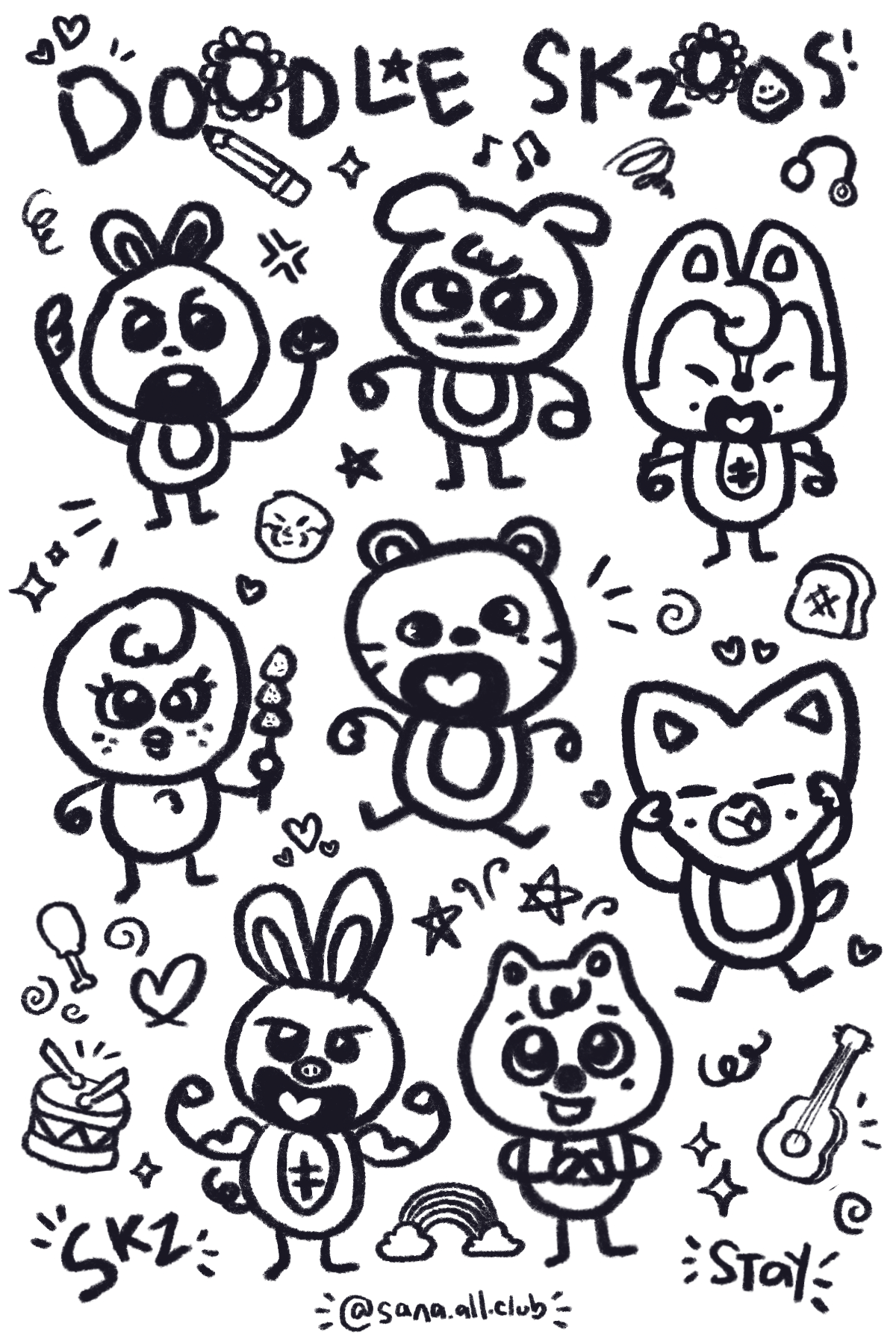 Skzoo Doodle Sticker Sheet